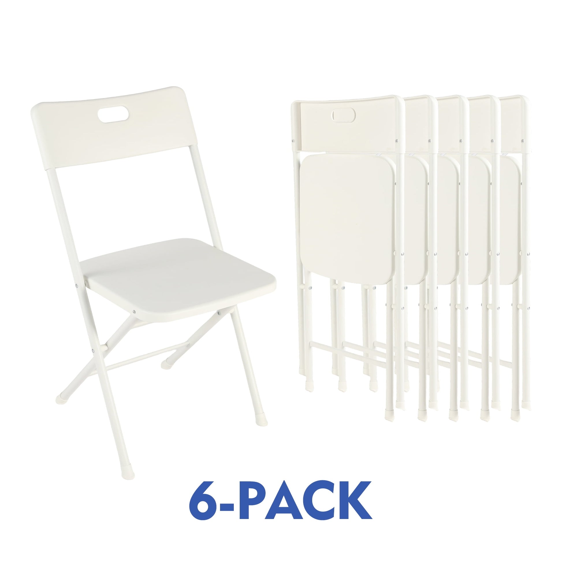 Mainstays Resin Folding Chair with Carry Handle, White (Set of 6)