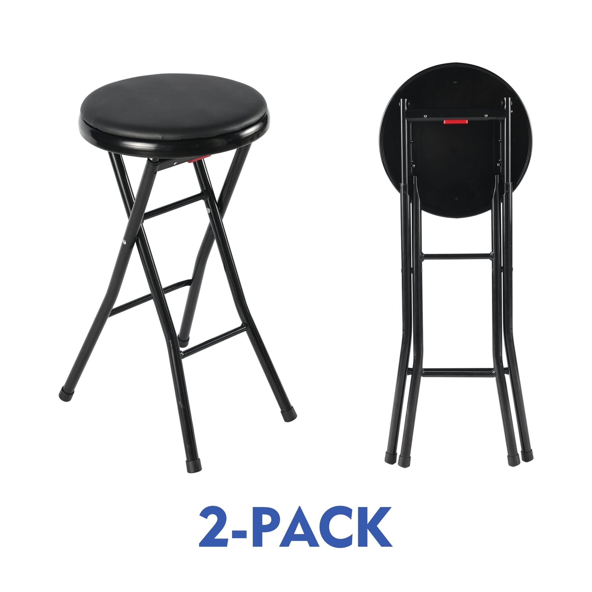 Mainstays Vinyl Padded Folding Counter Stool, Black (Set of 2)