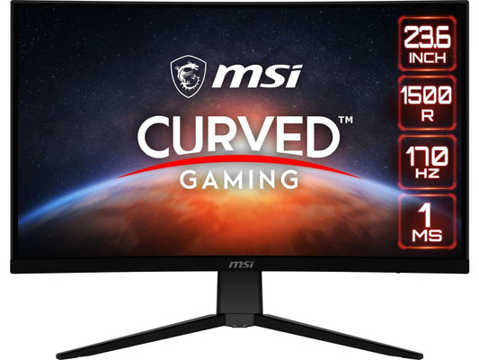 MSI G2422C, 24" Curved Gaming Monitor, 1920 x 1080 (FHD), VA, 1 ms, 170 Hz, FreeSync Premium, HDMI, DP Port, Tilt