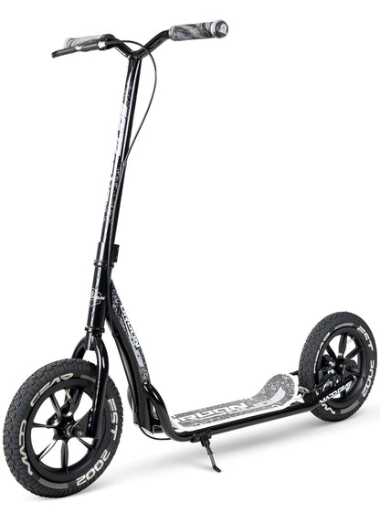 Large Kick Scooter for Adults & Teens – 12" Air-Filled Tires, Wide Deck, Handbrake, Kickstand – Madd Gear Urban Glide - Grey / Red
