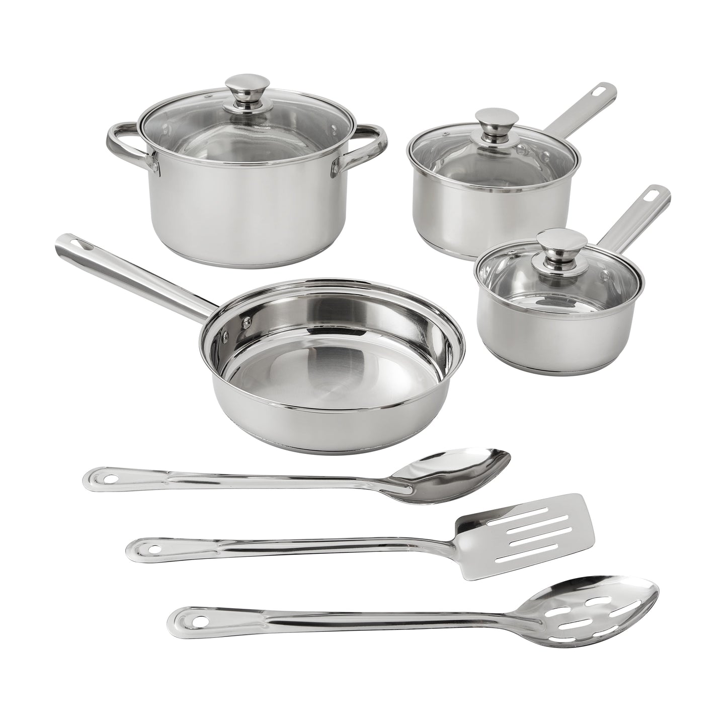 Mainstays 10 Piece Nonstick Stainless Stee Pots and Pansl Cookware Set