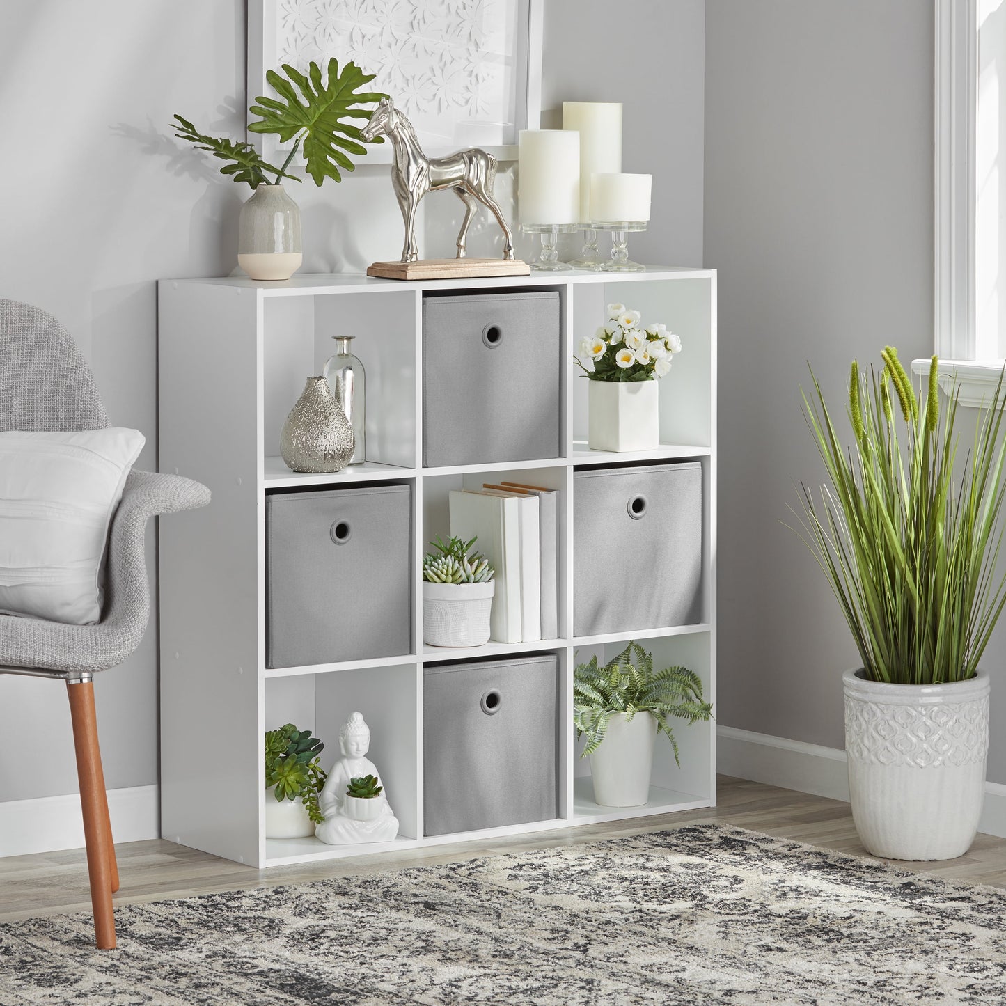 Mainstays 9-Cube Storage Organizer Bookcase, White