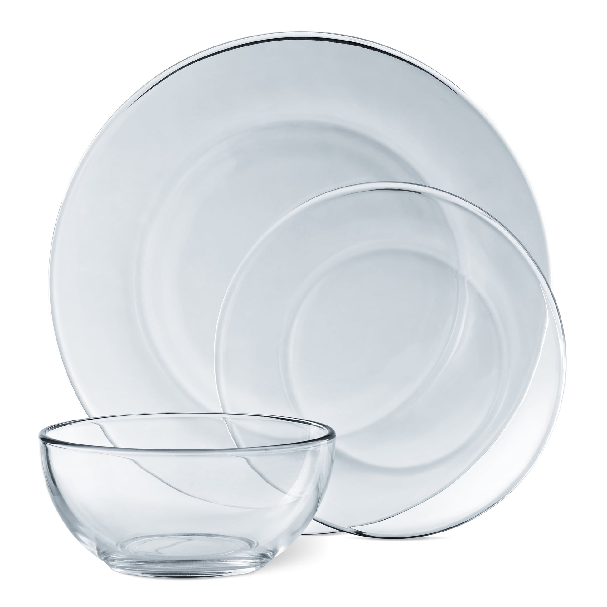 Mainstays 12-Piece Square Clear Glass Dinnerware Set