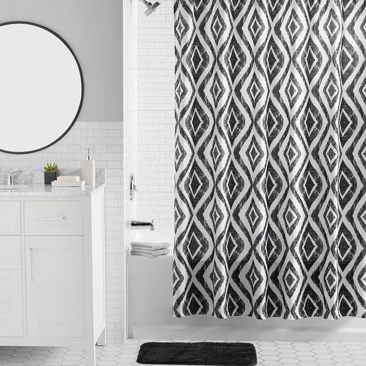 Mainstays 16-Piece Diamond Dot Polyester/Ceramic Shower Curtain & Bath Accessory Set, Multi-Color