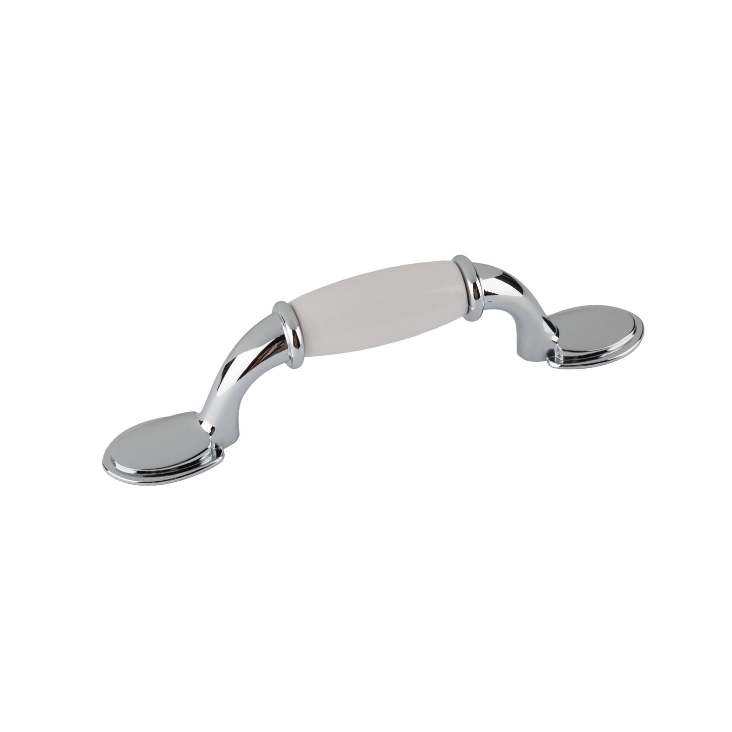 Mainstays Tirador ClÃ¡sico para Gabinete de 3" (76 Mm) de Centro a Centro, Cromo y Blanco, Paquete de 6