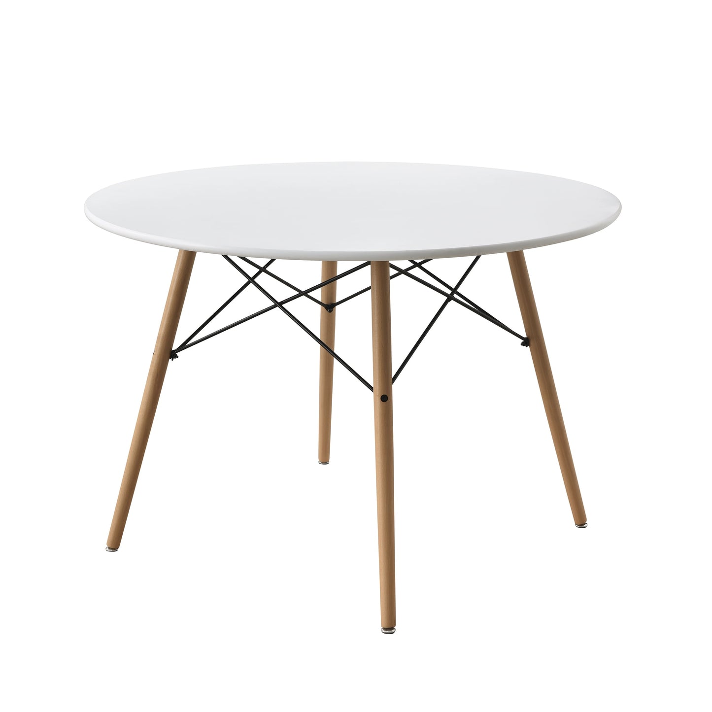 Mainstays 42 Inch Round Modern Wood Dining Table, Mid-Century Style, Beech and White