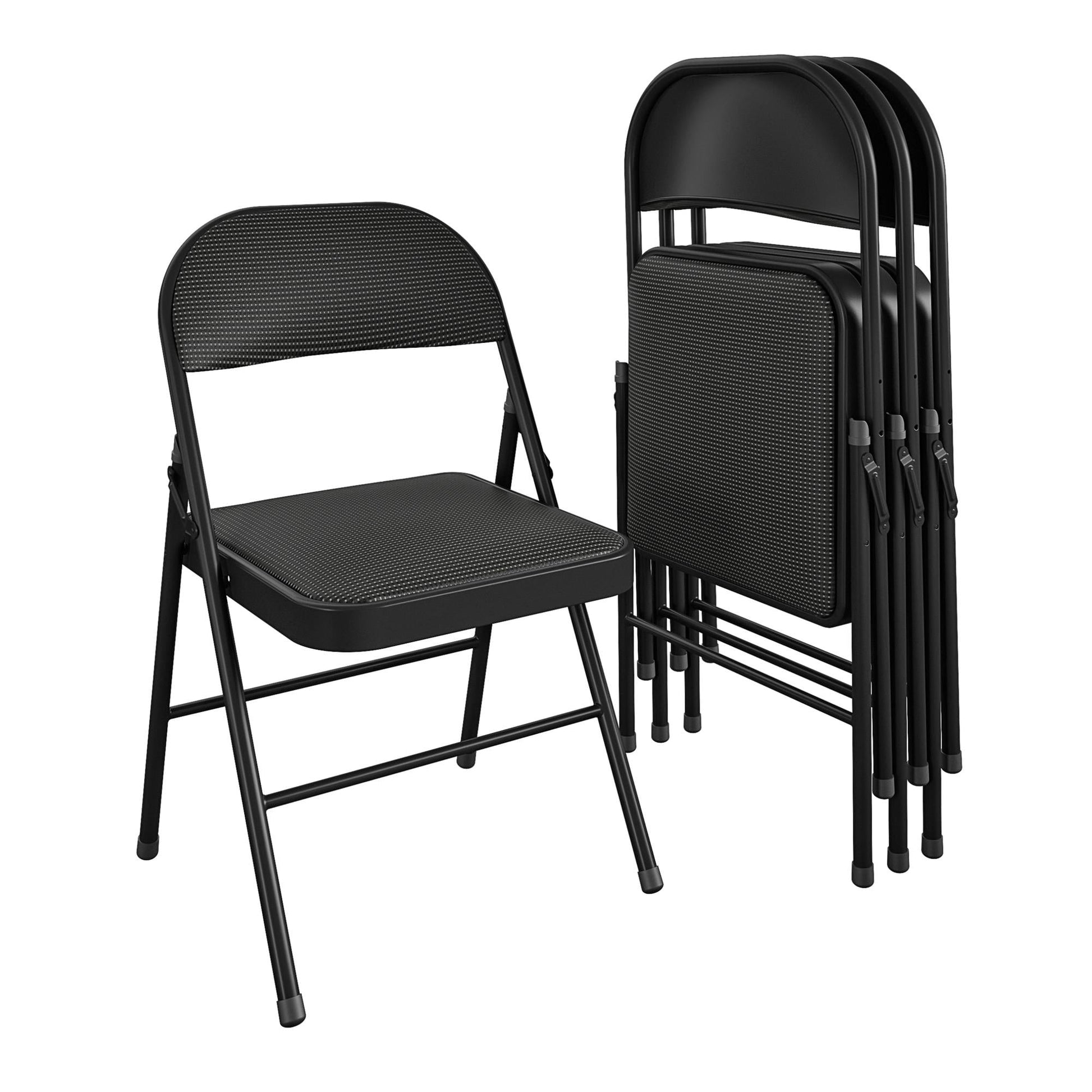 Mainstays Deluxe Fabric Padded Metal Folding Chair, Black (Set of 4)