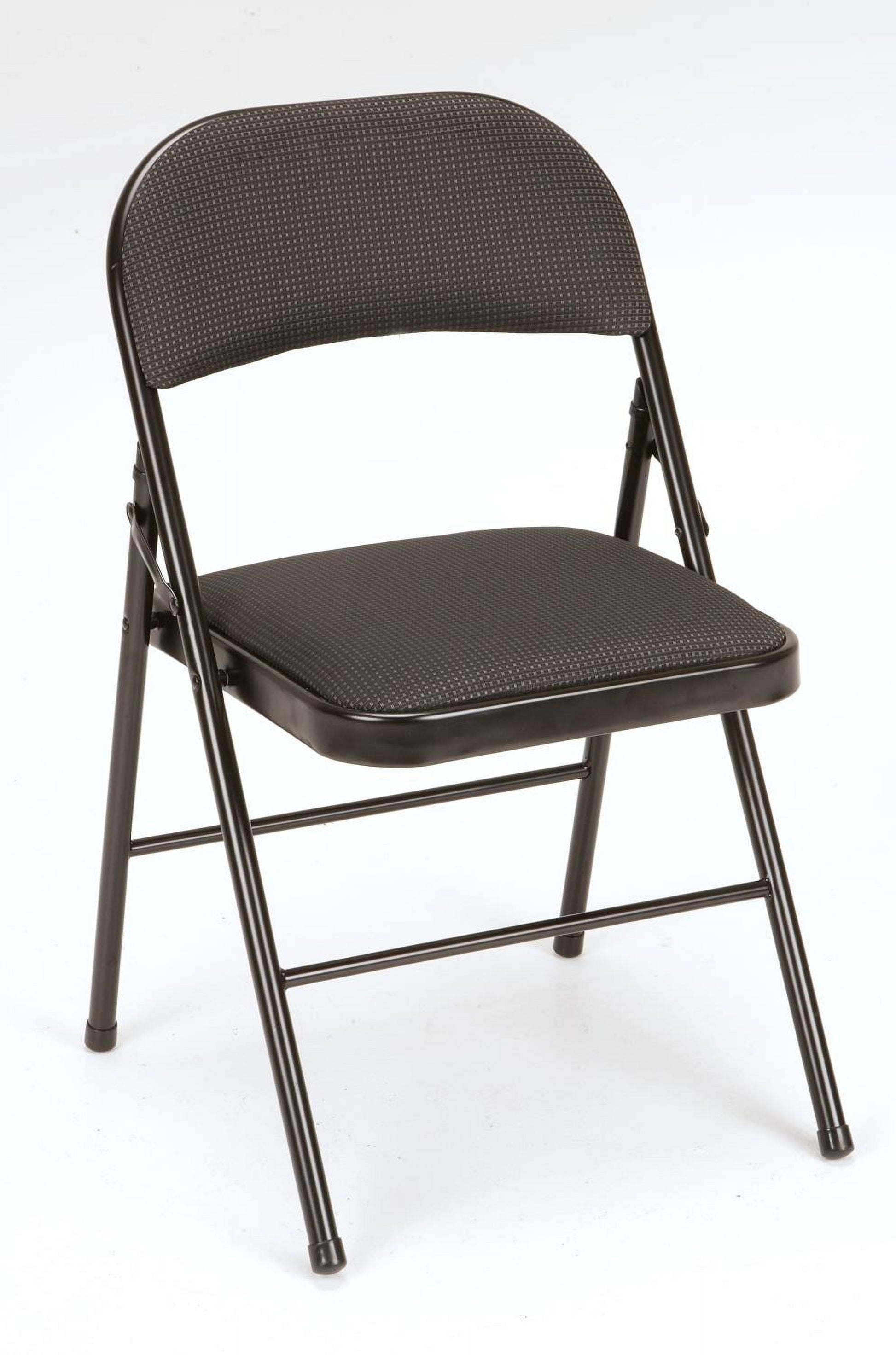 Mainstays Deluxe Fabric Padded Folding Chair, Black, 4 Count