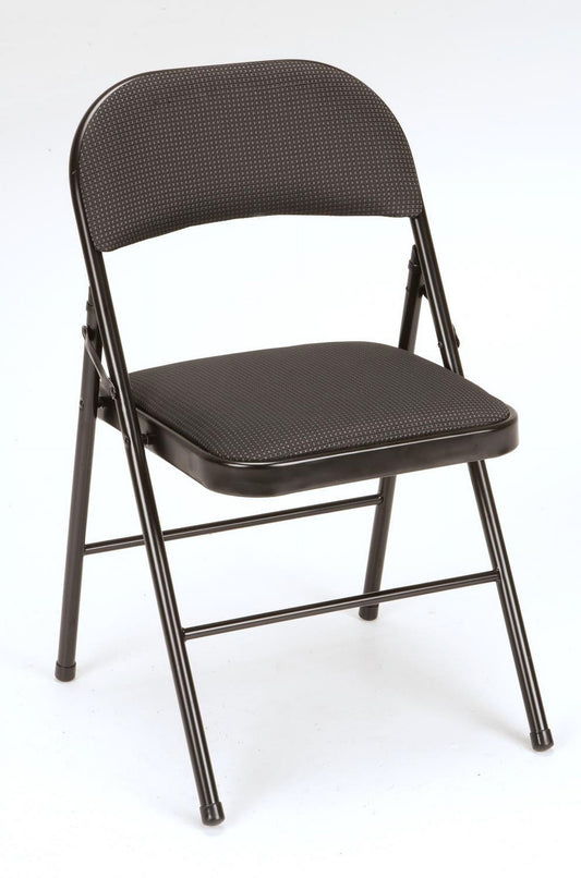 Mainstays Deluxe Fabric Padded Folding Chair, Black, 4 Count