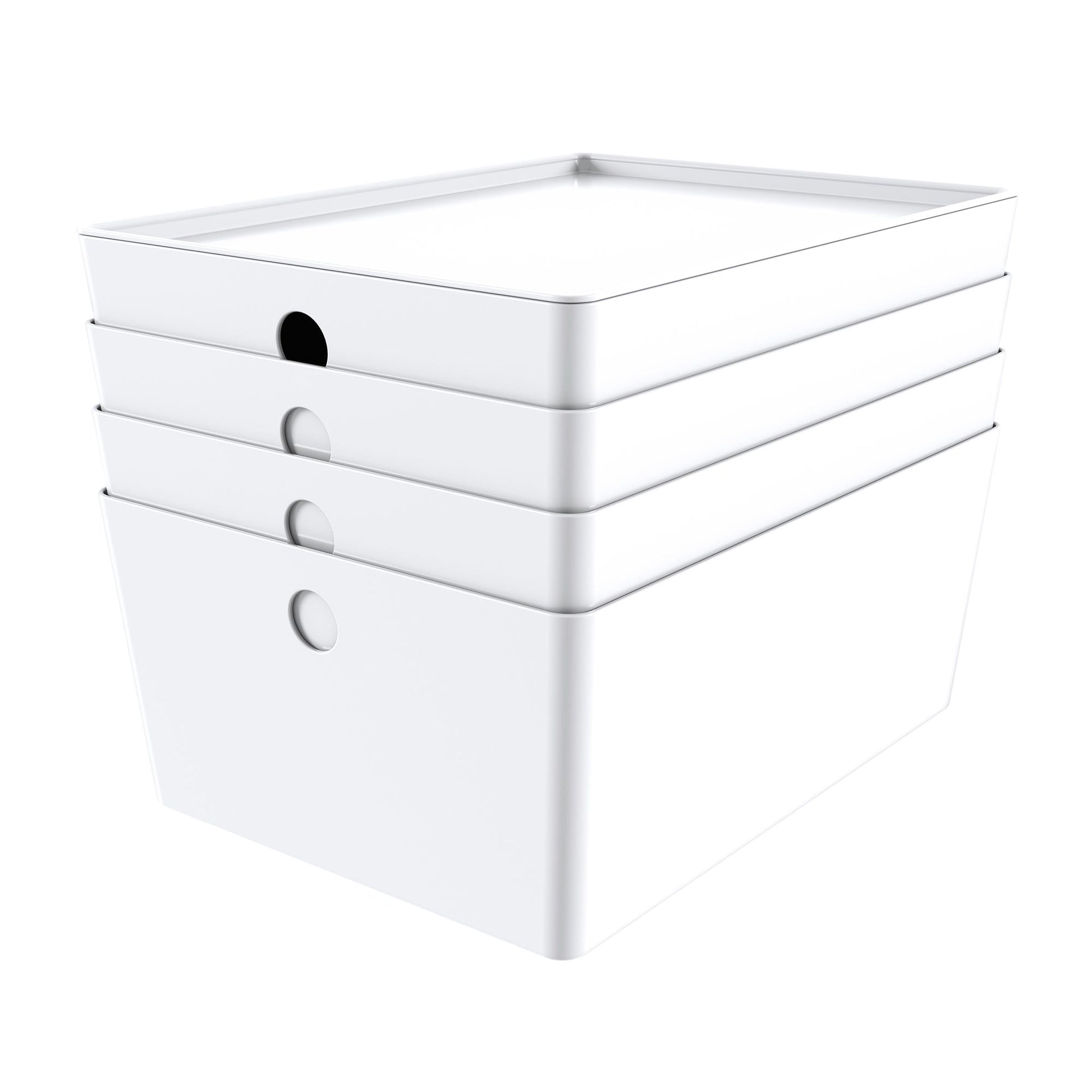 Mainstays Small Lidded Storage Bins, White, Set of 4