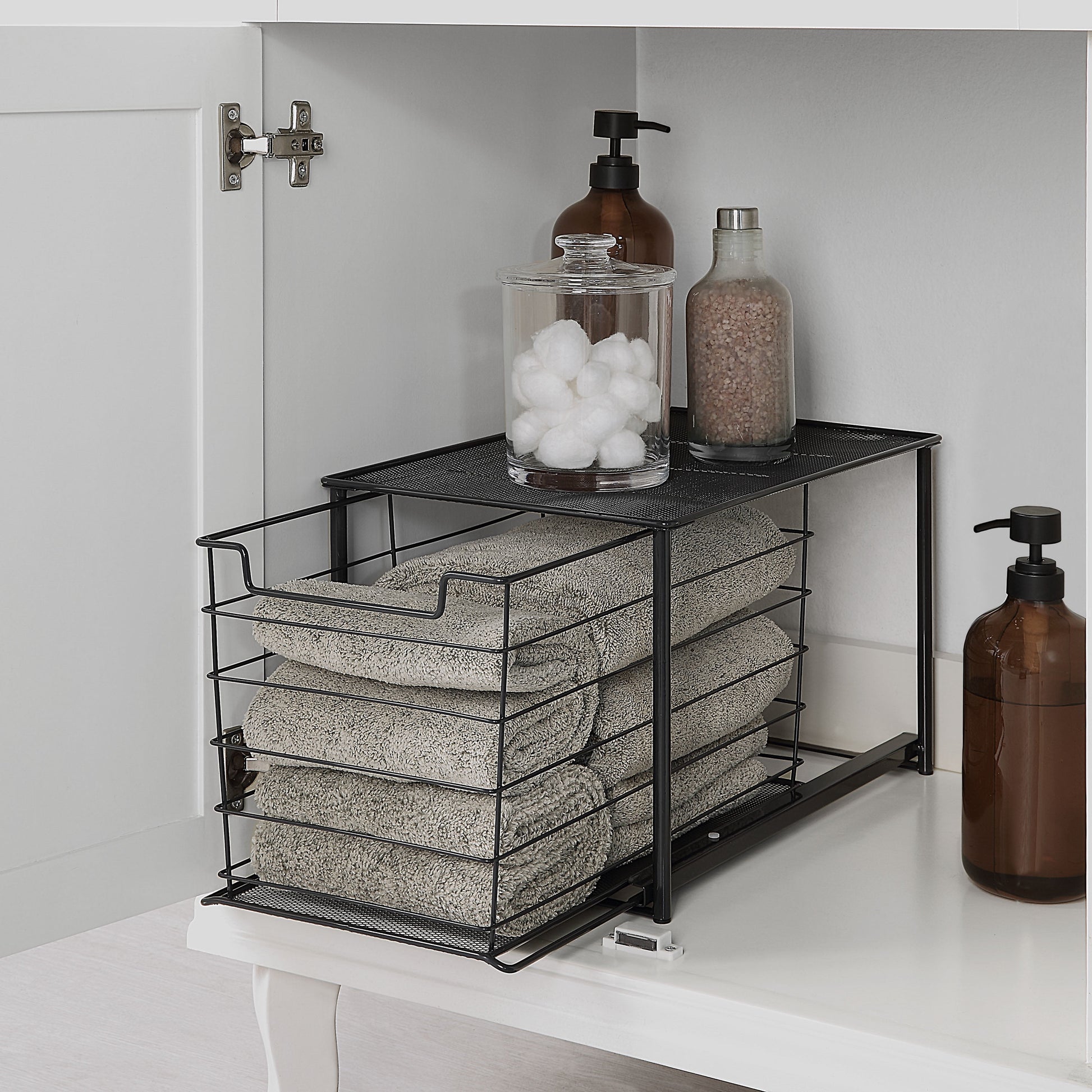 Mainstays Stackable Pull Out Drawer Organizer, Large Matte Black