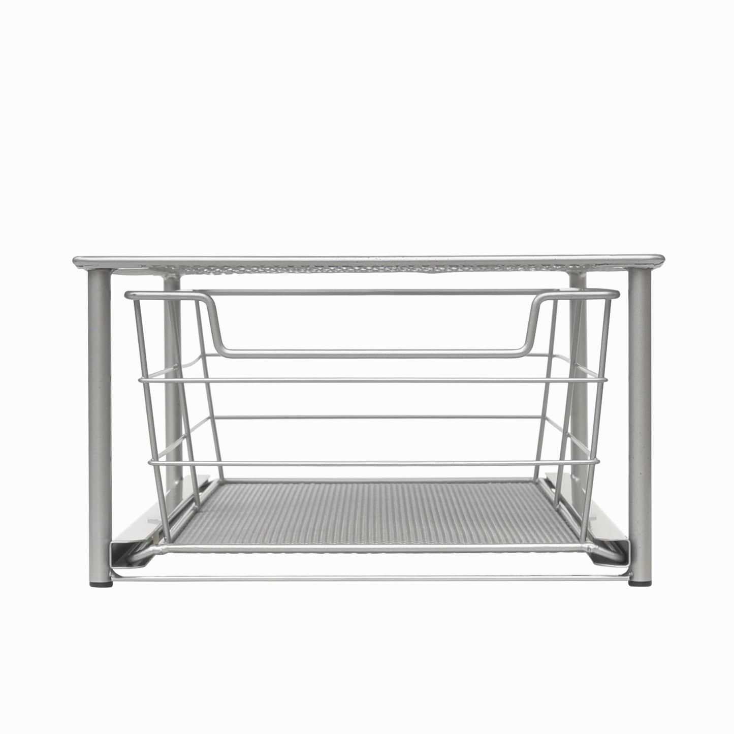 Mainstays Small Stackable Slide-Out Drawer Organizer, Satin Nickel, 10.03 in x 14.96 in