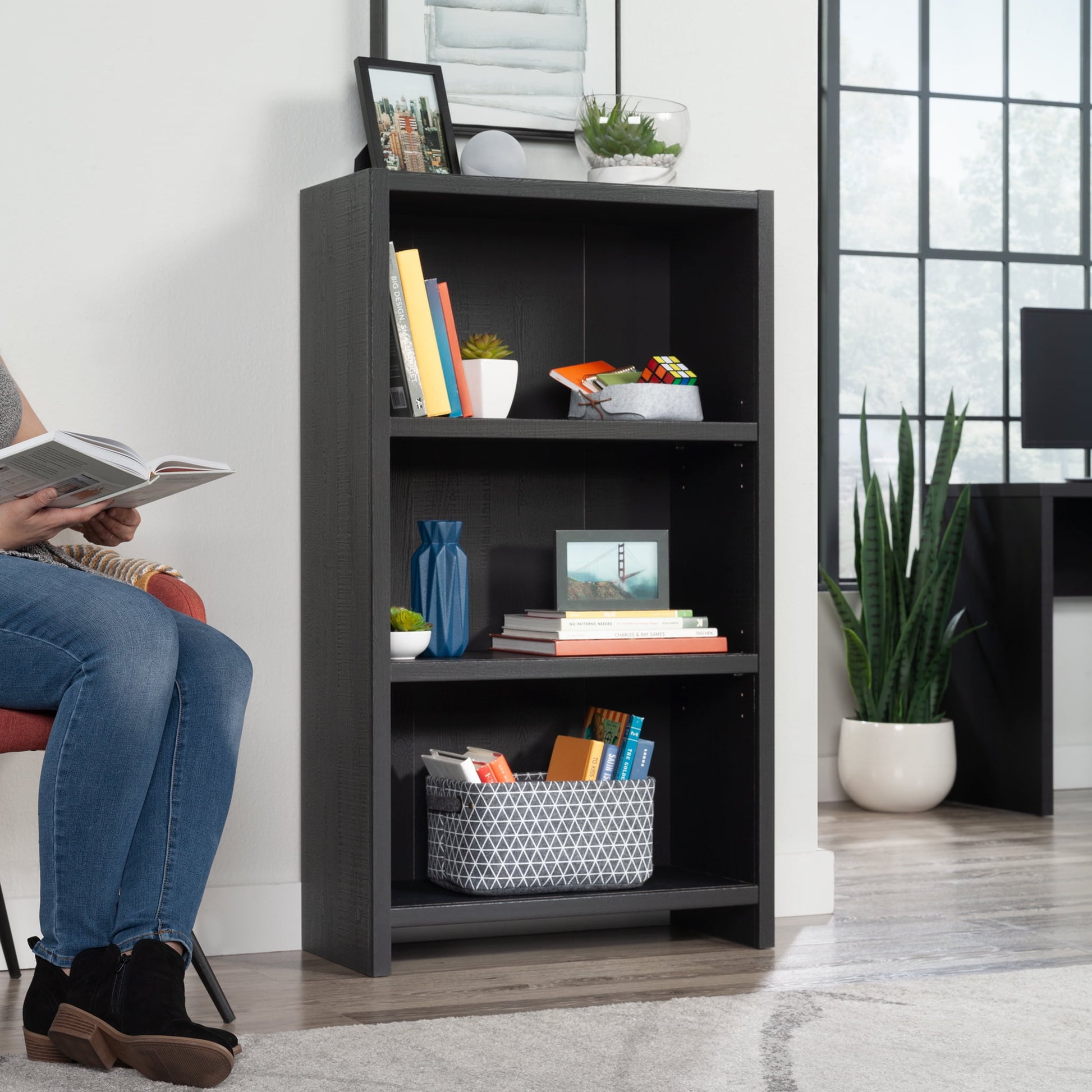 Mainstays Westley 3 Shelf Bookcase, Black Finish