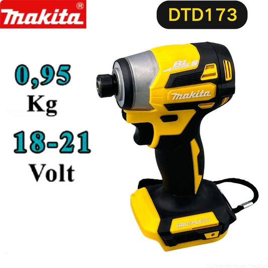 Makita DTD173 18V MAX Cordless Impact Driver Screwdriver Torque Wrench 180N  Brushless Motor Electric Drill herramienta multifunción (Tool Only)-Yellow
