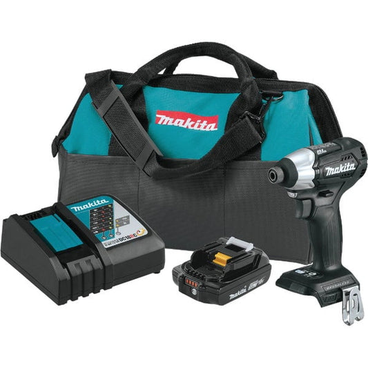 Makita LXT XDT15R1B Impact Driver Kit, Kit, 18 V Battery, 2 Ah, 1/4 in Drive, Hex Drive, Battery Inc