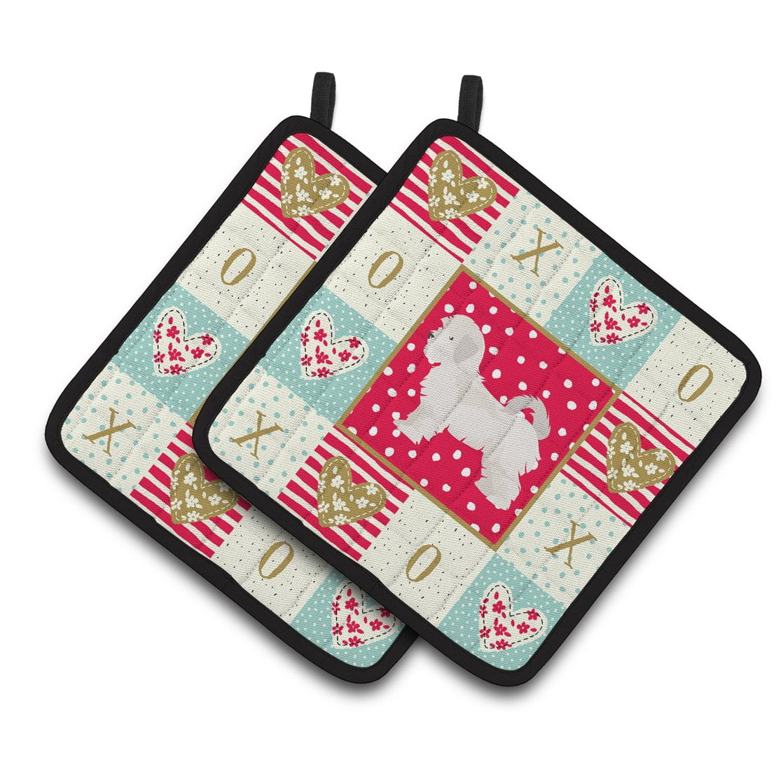Maltese Puppy Cut Love Pair of Pot Holders
