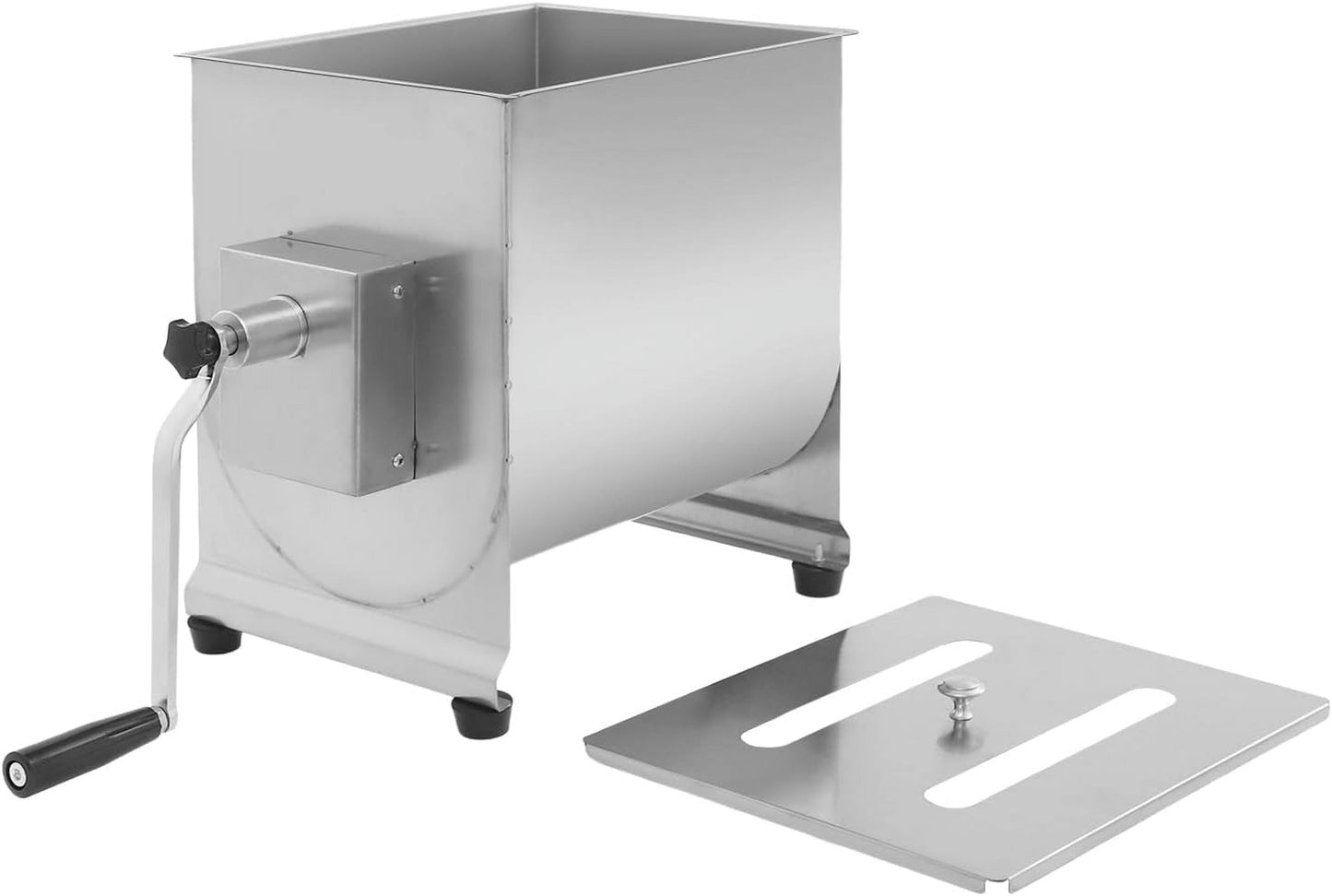 Manual Meat Mixer 44lbs Capacity Tub Stainless Steel Hand Crank Meat Mixer with Lid & Removable Paddle for Meat Processing Equipment