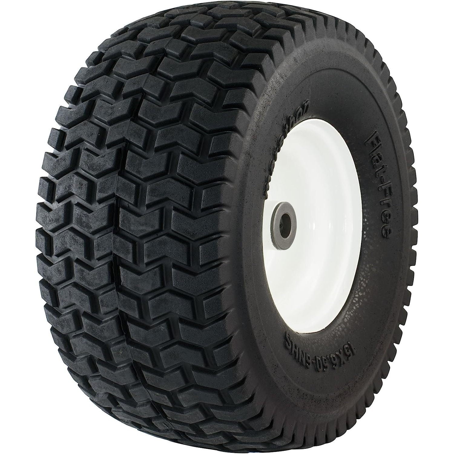Marathon 30426 15x6.50-6" Flat Free Lawnmower Tire on Wheel, 3" Hub, 3/4" Bushings