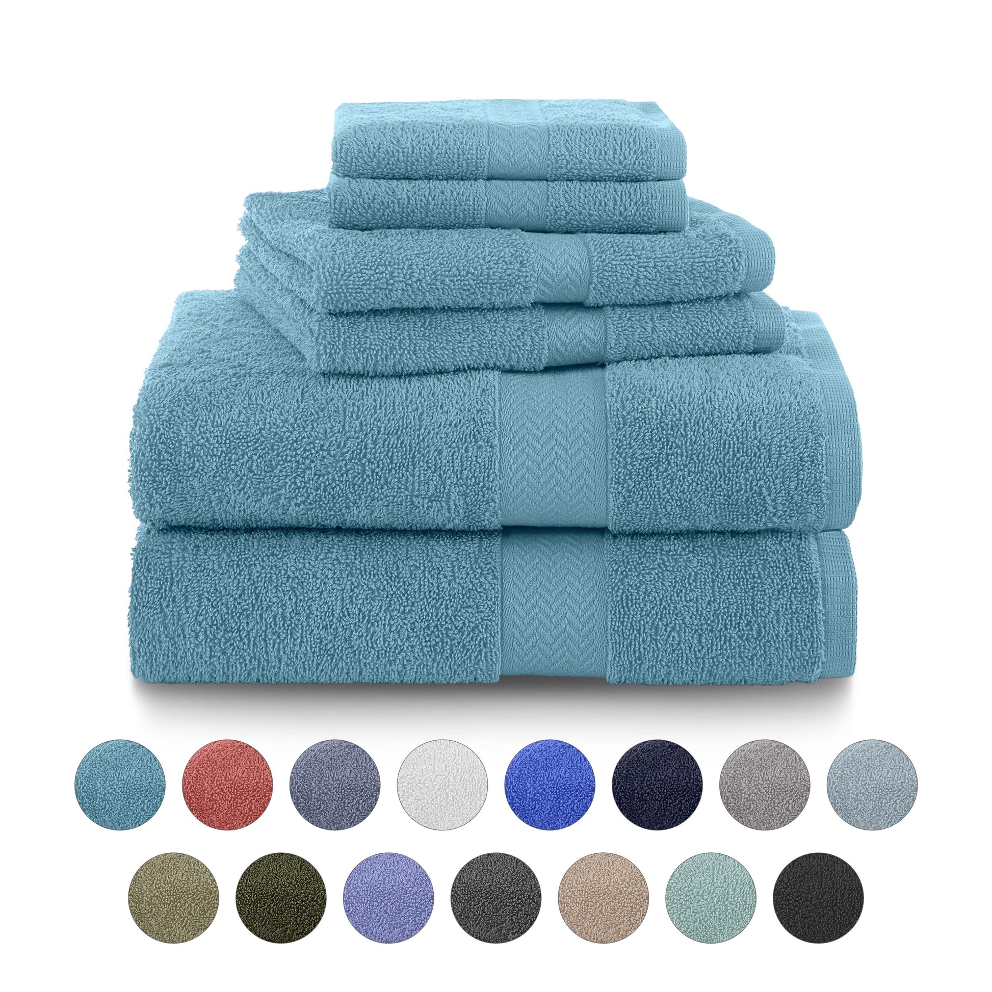 Martex Juego de Toallas de 6 Piezas 100% AlgodÃ³n Hilado en Anillos, Secado RÃ¡pido, Suaves y Absorbentes, Azul Oscuro