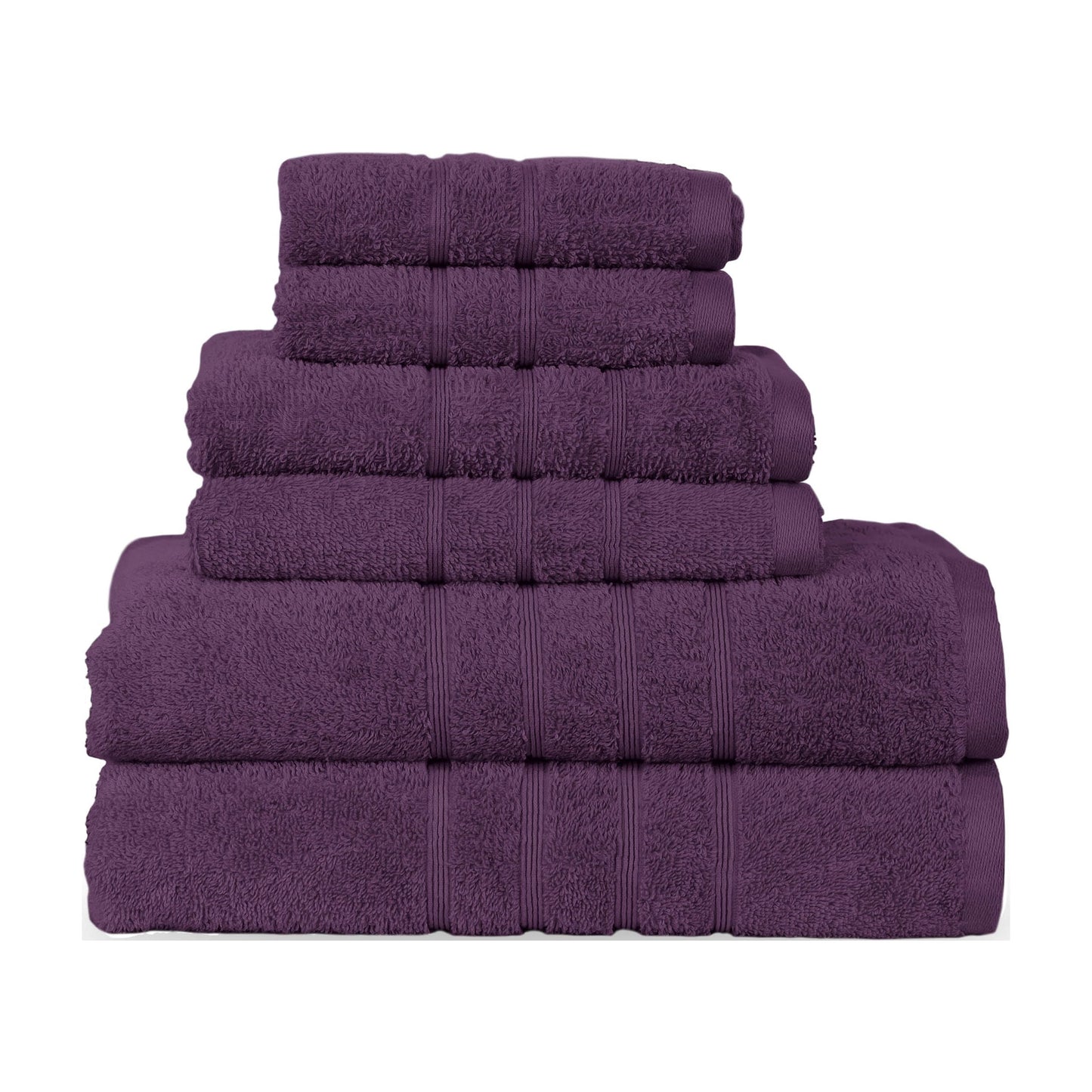 Martex 6-Piece Towel Set | 100% Cotton Soft & Absorbent Bath Towels | Dark Purple