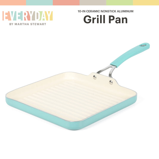 Martha Stewart Kitchen 4.5 Quart Nonstick Ceramic Saute Fry Pan with Lid