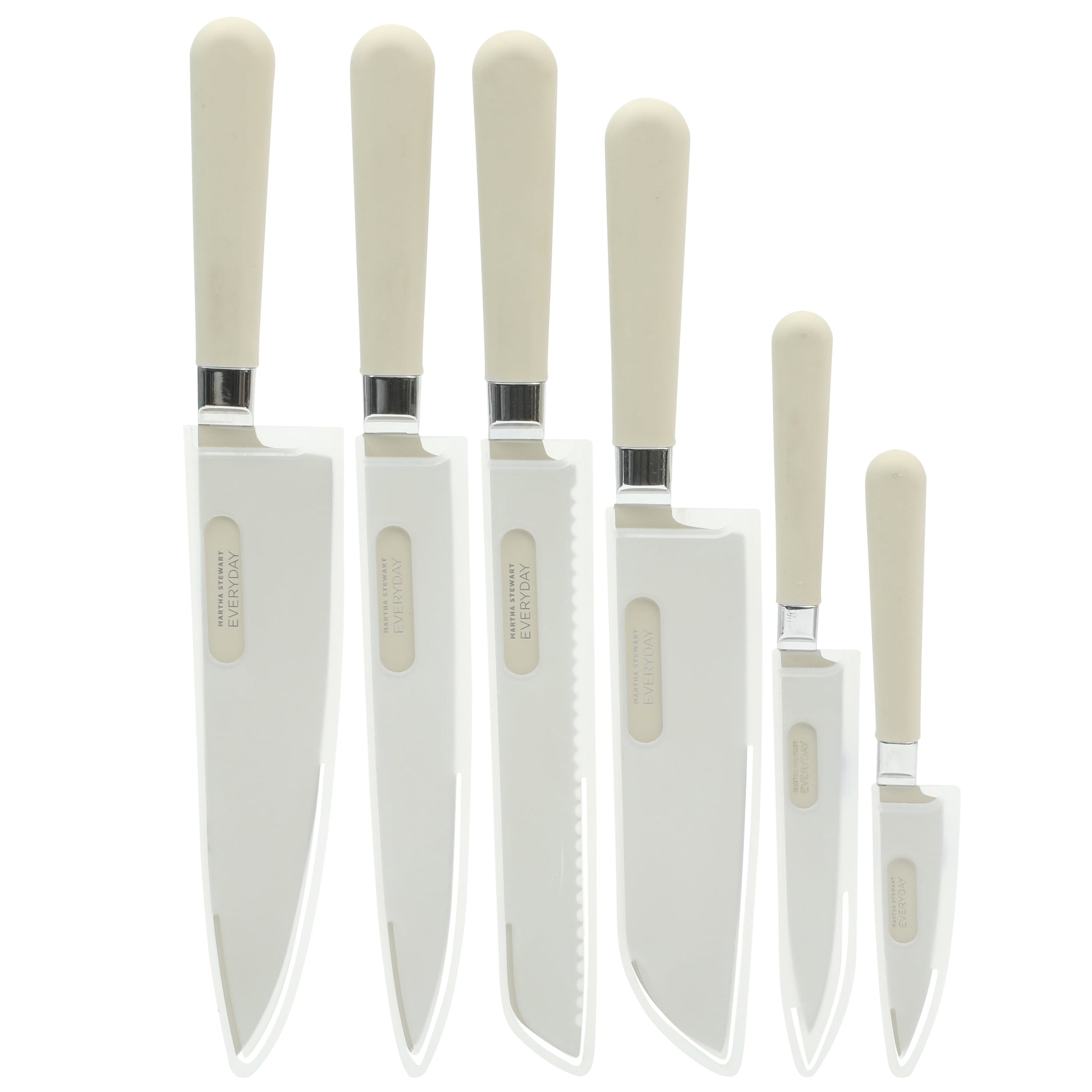 Martha Stewart Everyday Keston 6-Piece Stainless Steel Knife Set with Ergonomic Handles, Grey