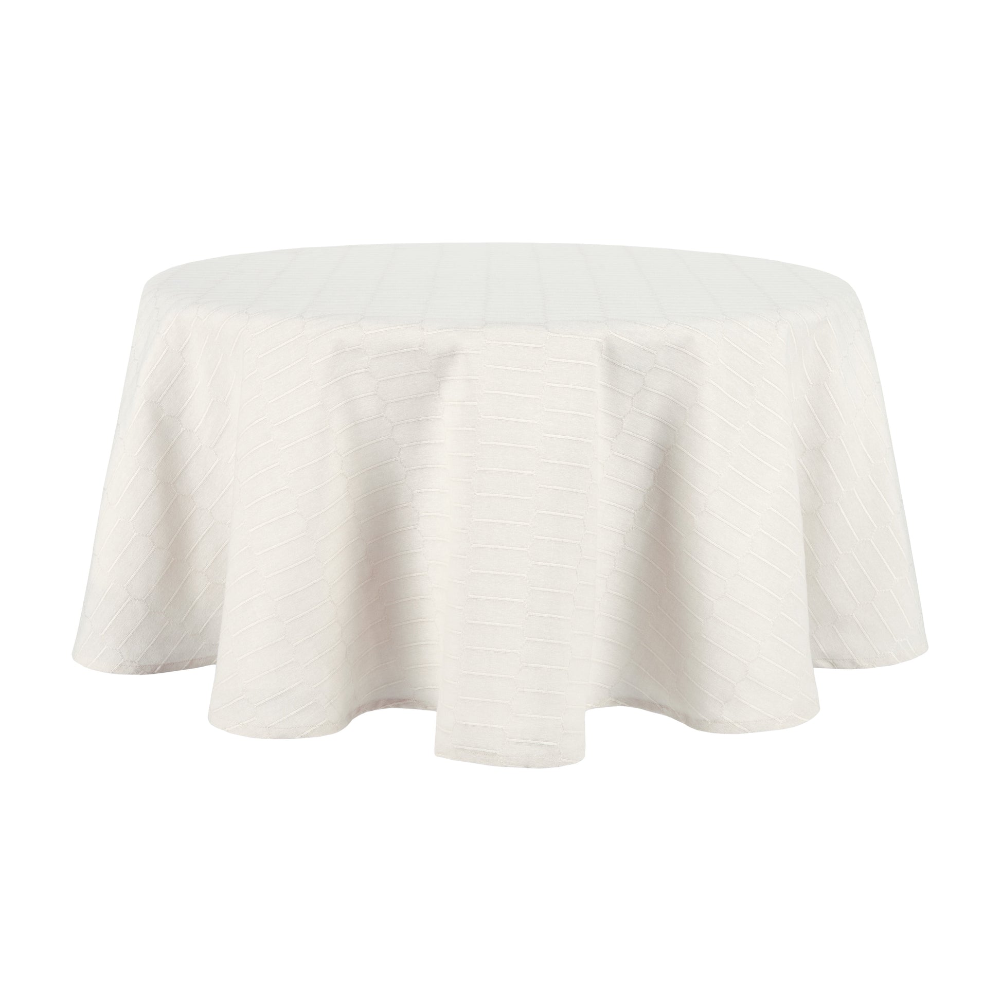 Martha Stewart Honeycomb Modern Farmhouse Fabric Tablecloth, Beige, 70" Round
