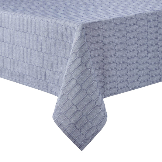 Martha Stewart Honeycomb Modern Farmhouse Fabric Tablecloth, Blue, 60"x84"