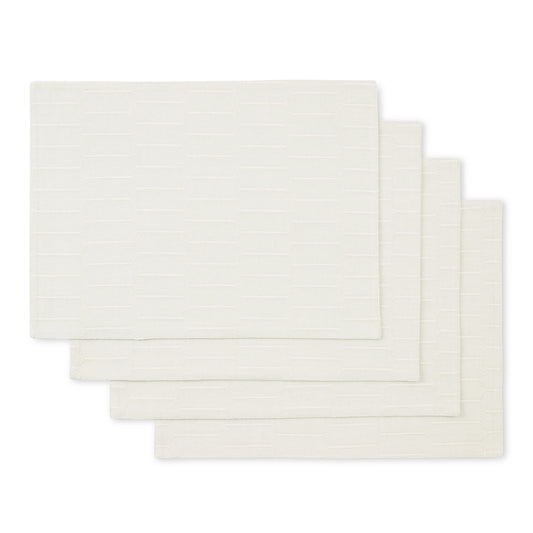 Martha Stewart Honeycomb Modern Farmhouse Reversible Fabric Placemat 4-Pack Set, Beige, 13"x17.5"