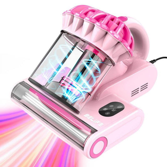 Mattress Vacuum Cleaner, Anti-allergen Dust Mite Bed Vacuum Cleaner with UV & Hot Air & High Heating, 550W 18Kpa Powerful Suction Double-Cup Handheld Vacuum for Bed, Couch, Sofa, Corded