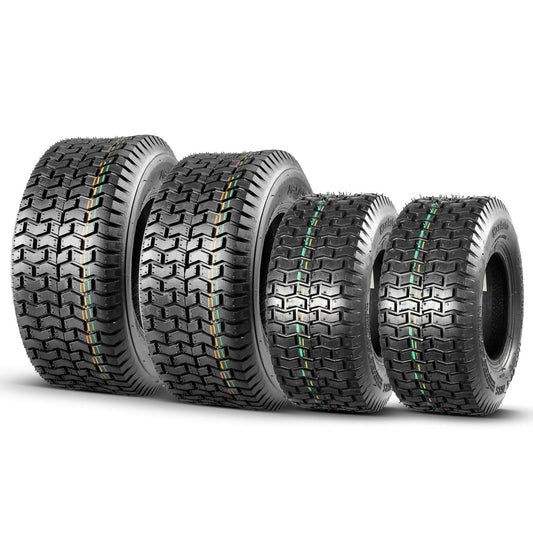 MaxAuto Set of 4 11x4.00-5 Front Lawn Mower Tires & 16X6.50-8 Rear Turf Tires, 4PR Tubeless