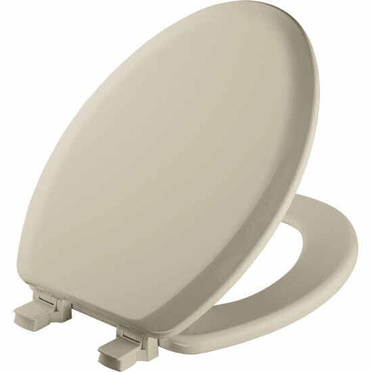 Mayfair Cameron Elongated Enameled Wood Toilet Seat in Bone Never Looosens and Removes for Easy Cleaning