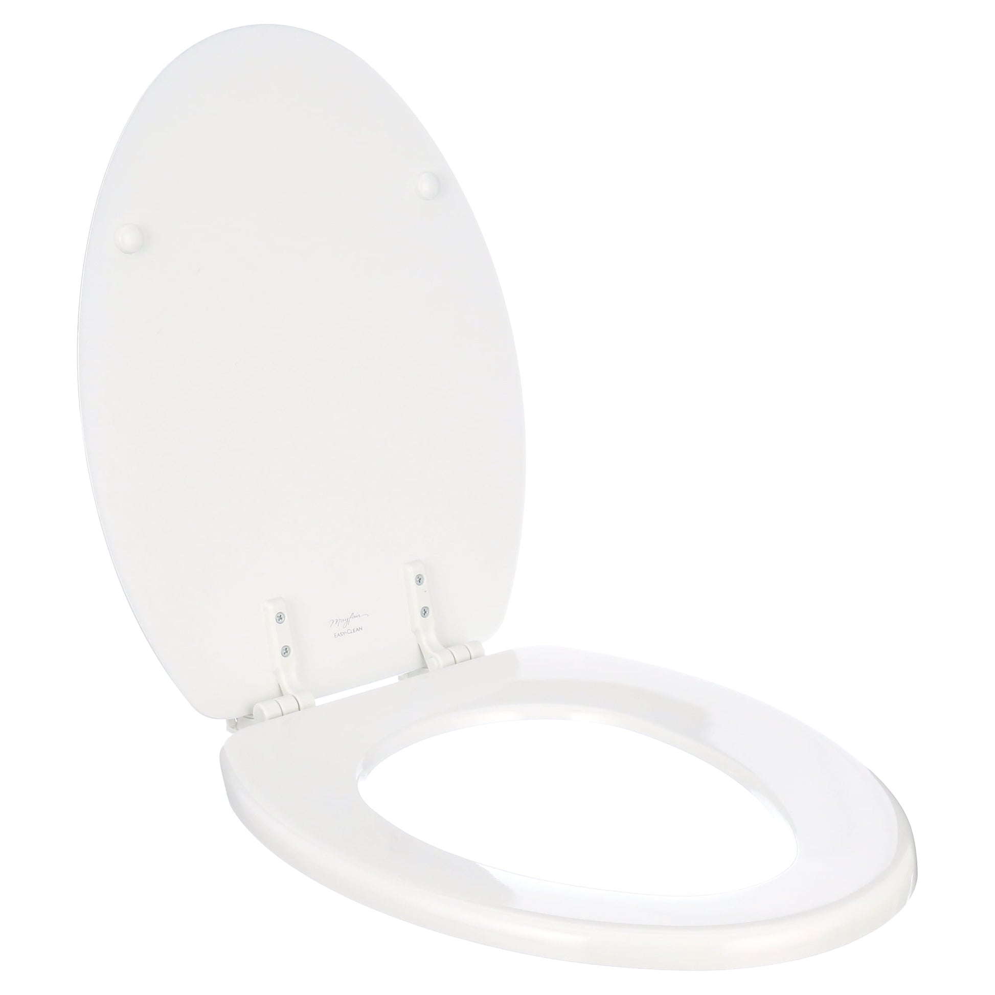 Mayfair Edgewater White Elongated Enameled Wood with StayÂ·Tite & Chrome Hinges Toilet Seat