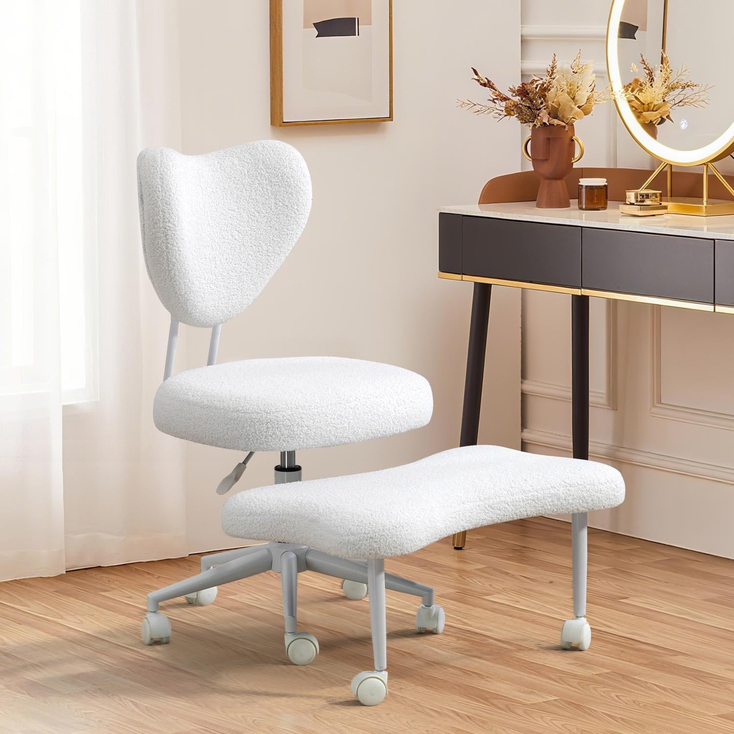 Meditation Chair, Ergonomic Cross Legged Seating Chair with Lumbar Support and Height Adjustable Seat Cushion, Kneeling Chair with 360-Degree Swivel Casters for Office, Yoga, or Home, Orange