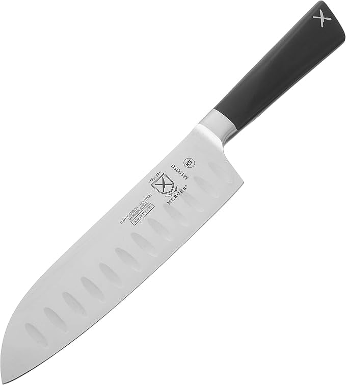 Mercer Culinary ZÃ¼m Forged Carbon Steel Santoku Knife, 7 Inch,Black