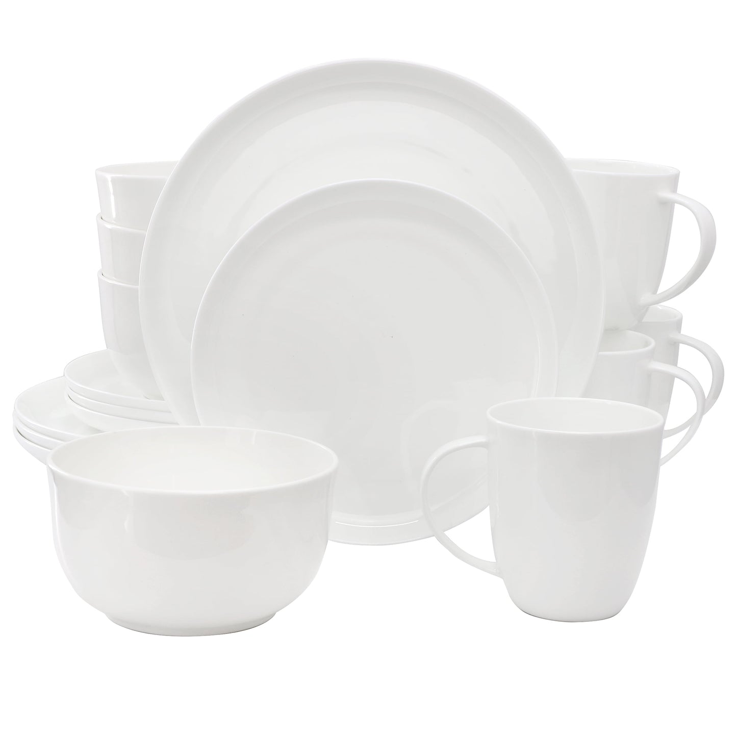 Meritage Rimmed Coupe 16 Piece Round Bone China Dinnerware Set in White