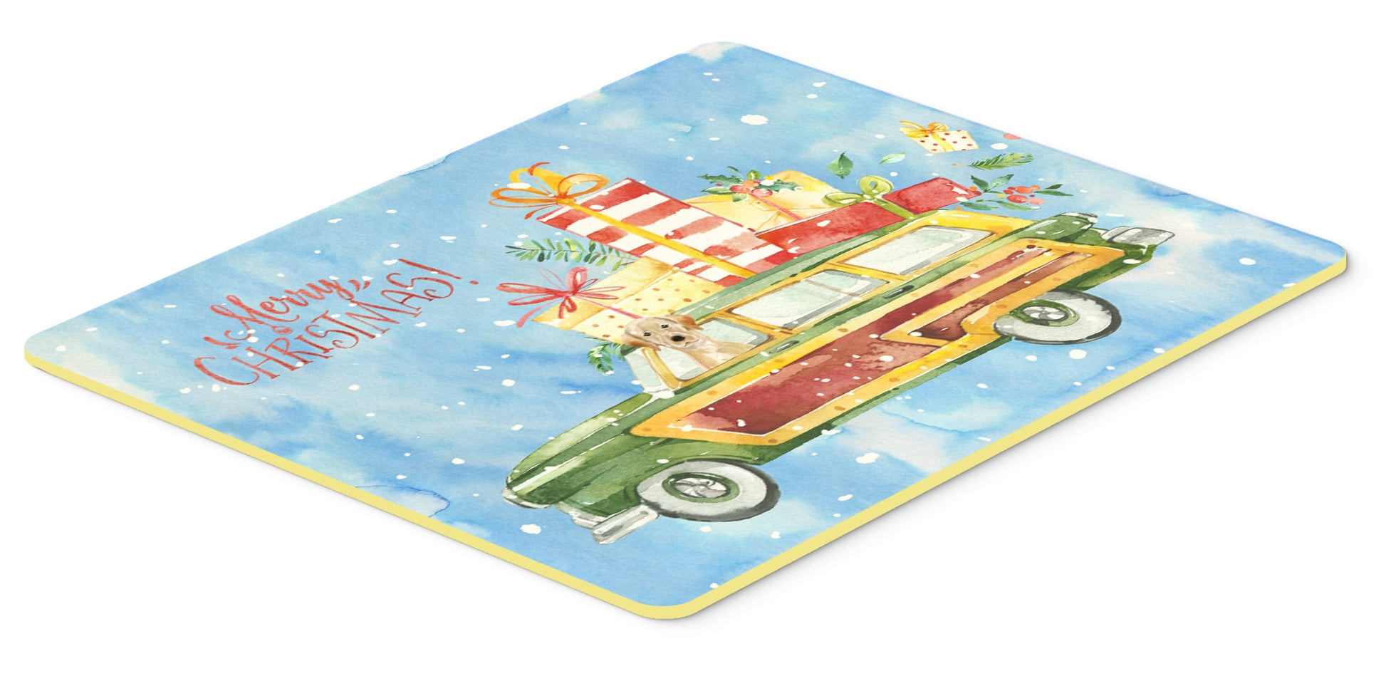 Merry Christmas Yellow Labrador Retriever Kitchen or Bath Mat 24x36