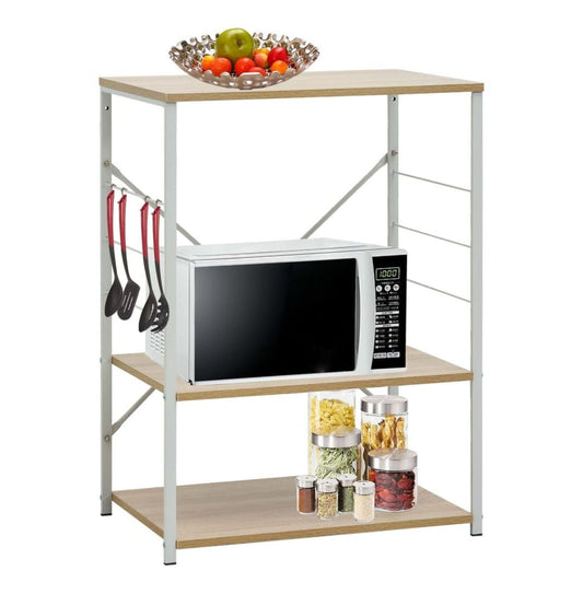Microwave Cabinet White and Oak 23.6"x15.6"x31.3" Engineered Wood