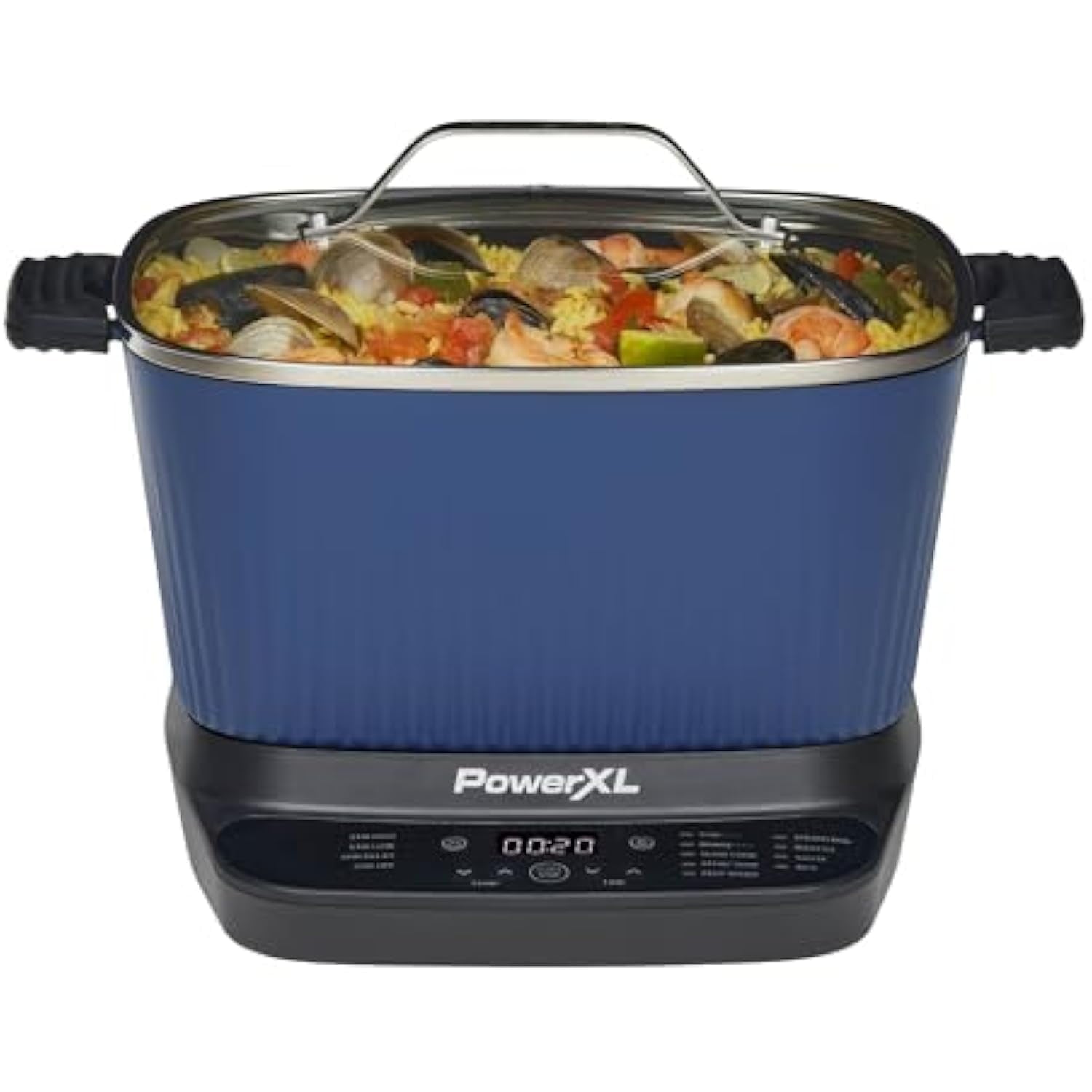 Midnight Blue 7.5 Quart Digital Multi-Cooker with Automatic Paddle to Stir and Shred, 9 in 1 programmable presets to Sauté, Sear, and Brown Food Before Simmering