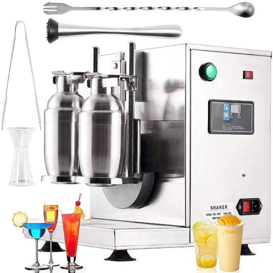 Milk Tea Shaking Machine, Stainless Steel Electric Double Frame Milk Tea Shaker, 0-180s Adjustable Milk Shake Mixer Machine