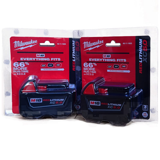 Milwaukee M18 48-11-1850 5.0 AH Batteries 5.0 18V  (2 pack)