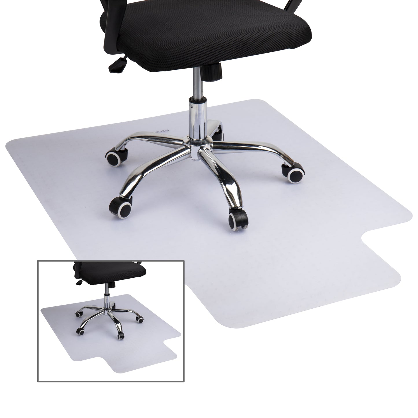 Mind Reader Office Chair Mat for Carpet, Under Desk, PVC, 47.5"L x 35.5"W x 0.125"H, 2-Pack, Clear