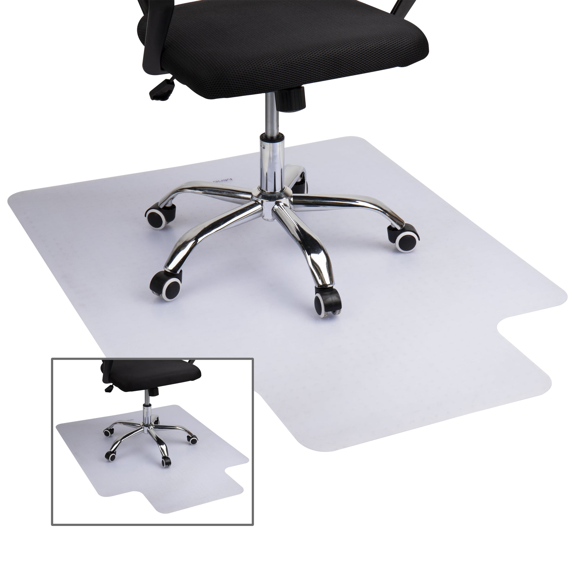 Mind Reader Office Chair Mat for Carpet, Under Desk, PVC, 47.5"L x 35.5"W x 0.125"H, 2-Pack, Clear