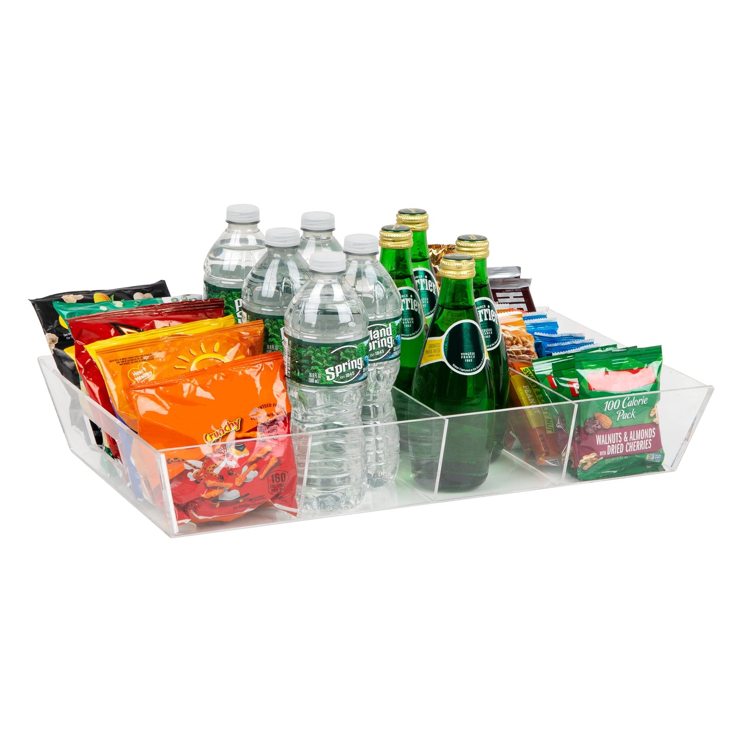 Mind Reader Snack Tray, Countertop Organizer, Snack Tray, Condiment, 19.25"L x 11.3"W x 3.3"H, Clear