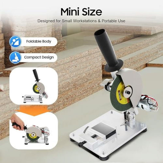 Mini Table Saw, 4 Inch 9000r/min Portable Small Hobby Chop Saw for Crafts Adjustable Angle and Height Aluminum Miter Saw for Soft Metal, Iron sheet, Wood, Plastic, Aluminum Alloy C