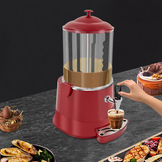 Miumaeov 10 L Commercial Hot Chocolate Dispenser Hot Beverage Warmer Hot Chocolate Maker Machine Hot Drinks Pot 110V 400W Electric Chocolate Heater with Adjustable Temperature 86-194 °F Red
