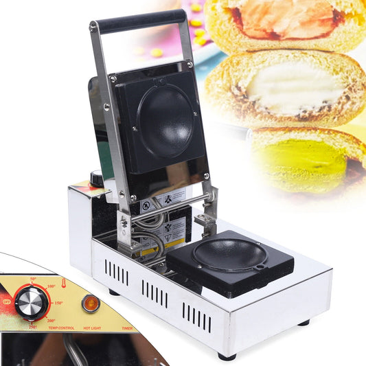 Miumaeov 1000W Commercial Panini Press Sandwich Maker Nonstick Waffle Burger Electric Breakfast Ice Cream Waffle Baker Machine Stainless Steel Panini Hamburger Baking Machine