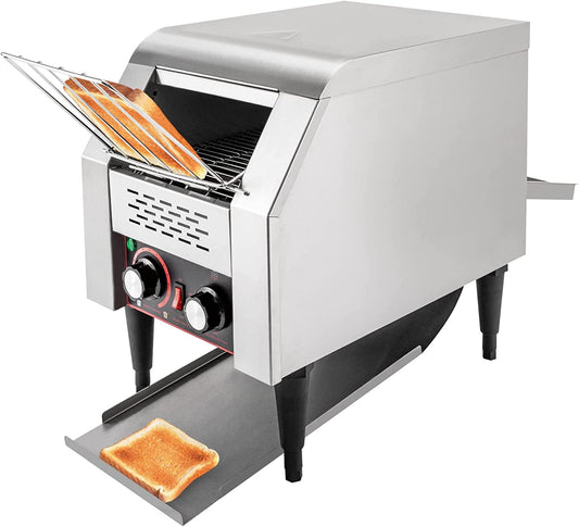 Miumaeov 150 Slices / Hour Commercial Conveyor Toaster,Heavy Duty Electric Industrial Toasters, 1300W Stainless Steel Countertop Restaurant Equipment for Bun Bagel Bread Baked Food