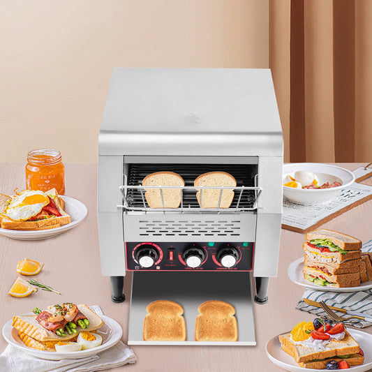 Miumaeov 300 Slices/Hour Commercial Conveyor Toaster, 2200W Stainless Steel Heavy-Duty Industrial Toasters with Double Heating Tubes, Countertop Electric Restaurant Equipment