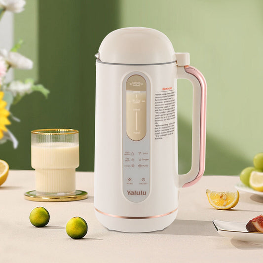 Miumaeov 6-in-1 900mL Multi Functional Soymilk Machine Maker Beige Automatic Cold and Hot SoyMilk Maker Machine for Home Office